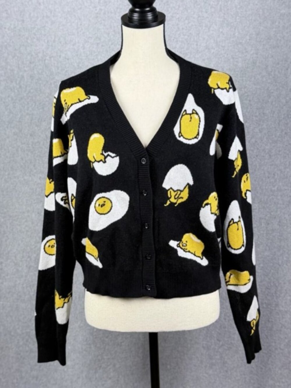 BlackMilk Gudetama Black Cropped Cardigan Lazy Egg Sweater Sanrio Size M/L - Picture 2 of 12